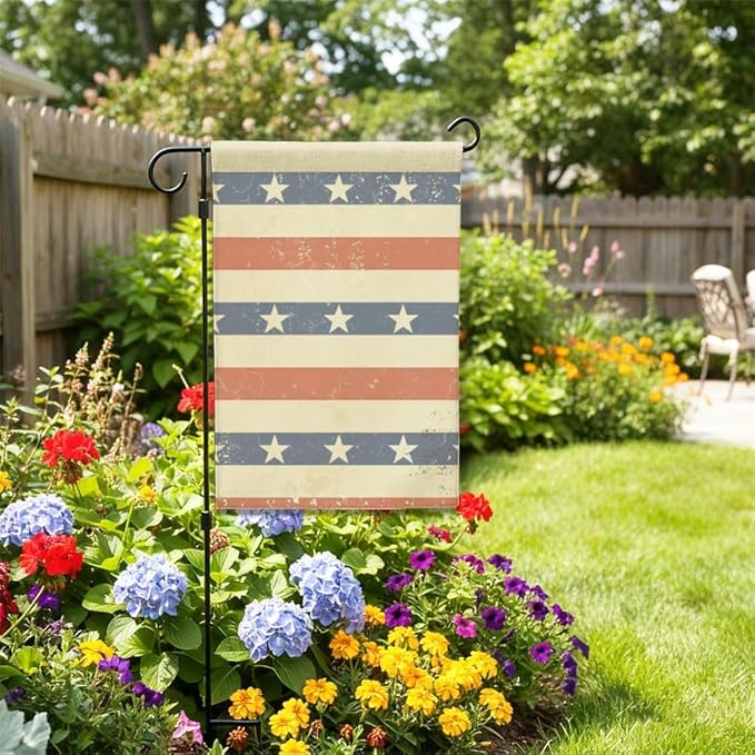 Outside Yard Flag 12X18 Inch Double Sided, Stars And Stripes Red White Blue Holiday Garden Flags For Outside Decor, House Flags Outdoor Holiday Party Decoration For Outdoor Xmas Party Decoration