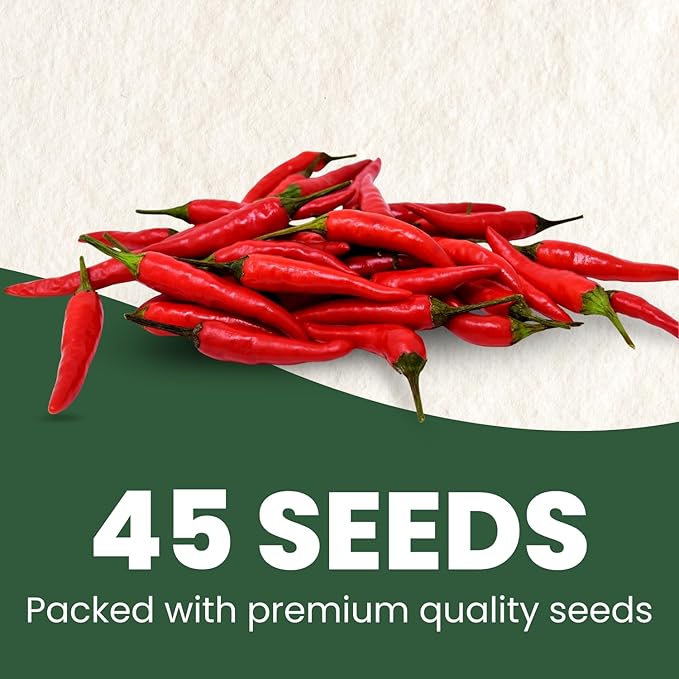 Thai Pepper – 45 Premium Seeds for Planting – Hot, Productive, Compact Variety for the 2026 Season – 400 Milligram Pouch