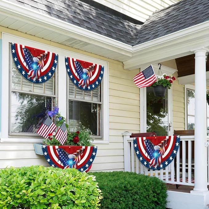 American Flag Patriot Eagle Christian Cross Non-Pleated Fan Flag MLN2846FL, Suitable for Outdoor and Indoor