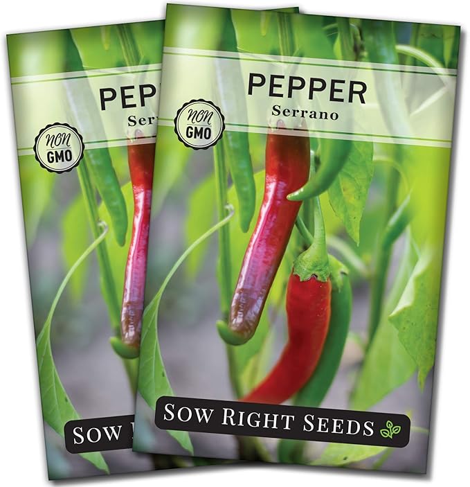 Sow Right Seeds - Serrano Hot Pepper Seed for Planting - Non-GMO Heirloom Packet Instructions to Plant an Outdoor Home Vegetable Garden - Productive and Hot Chili Peppers - Hydroponics Growing (2)