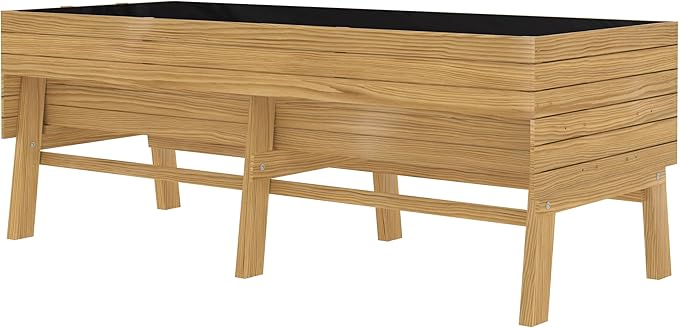 MUPATER Raised Garden Bed Outdoor for Vegetables with Legs, Large Elevated Garden Planter Box Wooden with Liner Design for Herbs, Natural