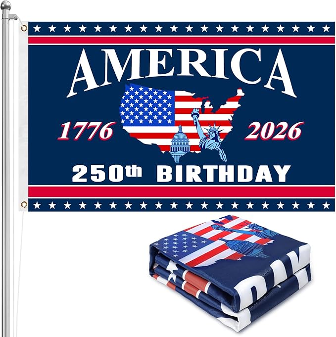 250th Anniversary American Flag - 4x6 Ft Double Sided 3 Layers Patriotic Flags - 4th of July Decorations Independence Day 250th Anniversary Flag for Indoor Outdoor Decoration
