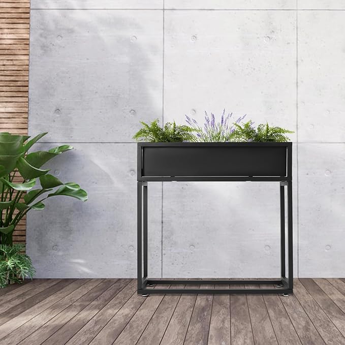 Raised Garden Bed, Standing Metal Growing Bed Planter Box Stand with Legs for Backyard Patio Balcony Outdoors or Indoors (28 * 8 * 28in)
