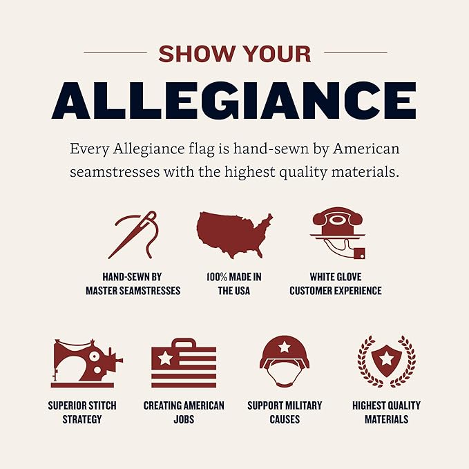 Allegiance Flags Made in USA American Flags For Outside 3x5 Ft | Premium US Flag with American-Sourced 200D Nylon, Embroidered Stars, Hand-Sewn Stripes | Heavy Duty All-Weather & Fade Resistant