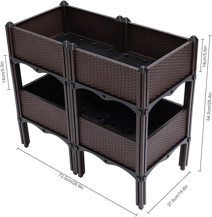 Square Raised Garden Bed, Raised Home Garden Bed, Self-Absorbing Plastic Planter for Indoor Outdoor Vegetables, Fruits, Potato, Flowers