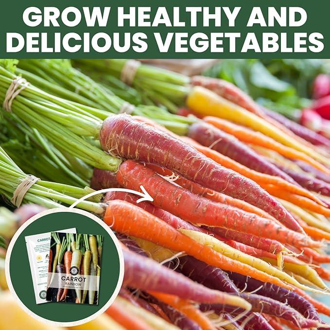 Carrot Rainbow Mix – 4,500 Premium Heirloom Seeds for Planting – Colorful, Sweet Root Blend for Garden & Kitchen for the 2026 Season – 5 Gram Pouch