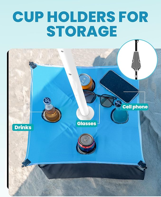 OutdoorMaster Beach Umbrellas for Sand with Sandbag & Anchor, 7.2ft Adjustable Umbrella for Beach Heavy Duty Wind, Portable UPF50+ Sunshade with Carry Bag for Patio