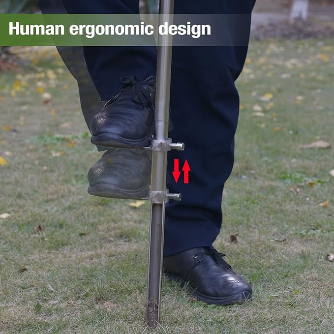 36" Soil Probe, Stainless Steel Soil Sampler Probe with Foot Pedal and Reusable Sample Bags, Soil Test Kits for Lawn Plant Garden Farm Soil Sampling