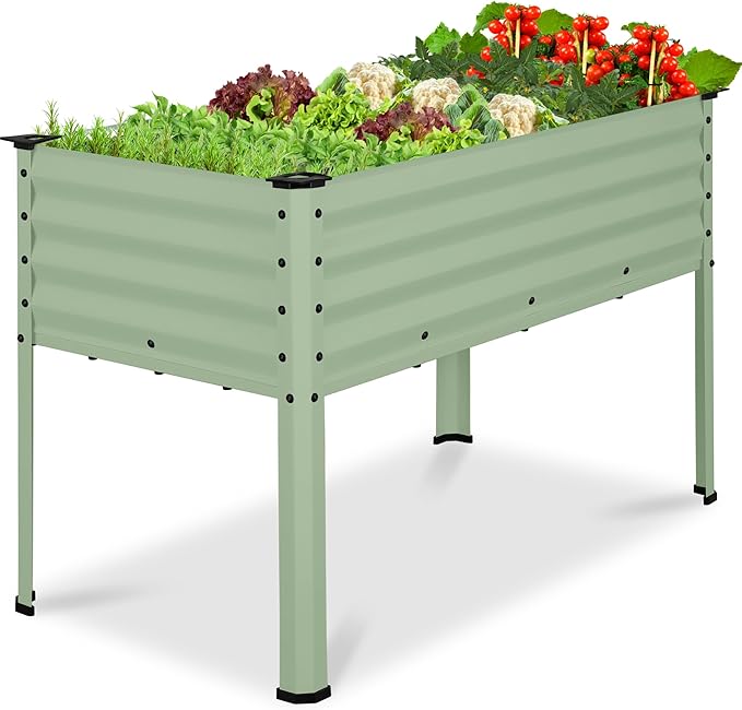 Best Choice Products 48x24x30in Galvanized Raised Garden Bed, Metal Elevated Planter Box, Vegetable Garden for Backyard, Patio, Balcony, 100% Non Toxic Materials - Sage Green