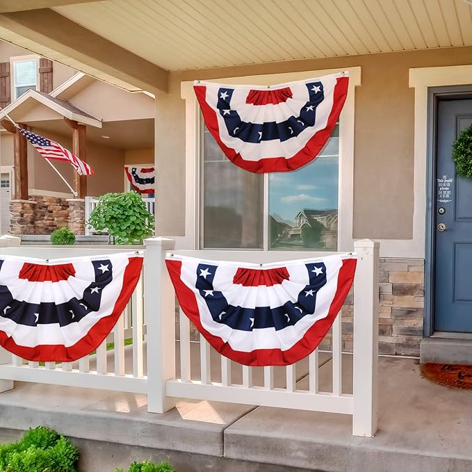 Tatuo 5 Pcs 2 x 4 Feet 250th Anniversary Pleated Fan Flags, 4th of July Patriotic Decorations American USA Bunting Flag Stars and Stripes Banner for Independence Day Memorial Day