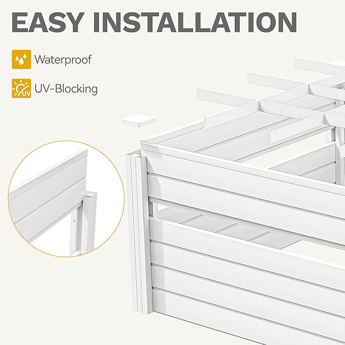 DWVO 4 x 4 x 2 FT Raised Garden Bed Kit, Outdoor Vinyl Flower Bed with Growth Grid, Large Plastic Planter Box for Vegetables, Flowers, Herbs, Fruits, White