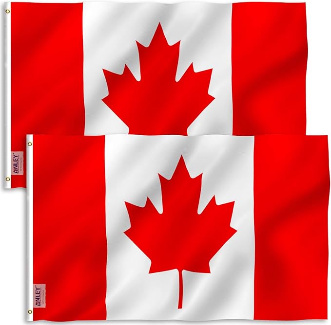 Anley Pack of 2 Fly Breeze 3x5 Foot Canada Flag - Vivid Color and Fade proof - Canvas Header and Double Stitched - Canadian National Flags Polyester with Brass Grommets 3 X 5 Ft