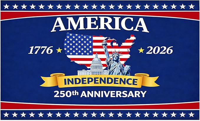 USA 250th Anniversary Flag 3x5 FT – Double-Sided Patriotic Polyester Banner with Brass Grommets, Fade Resistant Outdoor American Flag 1776-2026 for Garden, Porch, Yard, Memorial & Independence Day
