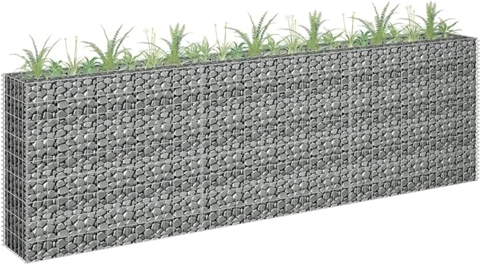 Galvanized Steel Gabion Raised Bed Gabion Planter Steel Fencing Wire Patio Flower Plant Bed Basket Stone, Ideal for Garden and Patio, 106.3"x11.8"x35.4",-205