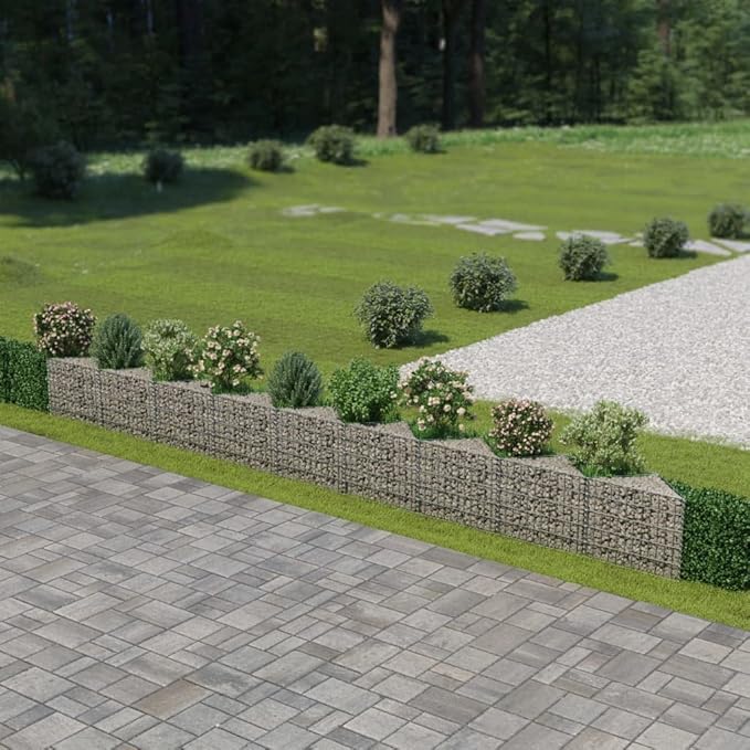 vidaXL Gabion Basket for Garden, Galvanised Steel Gabion Planter, Gabion Raised Bed, High Load Capacity, 248''x11,8x19,7''