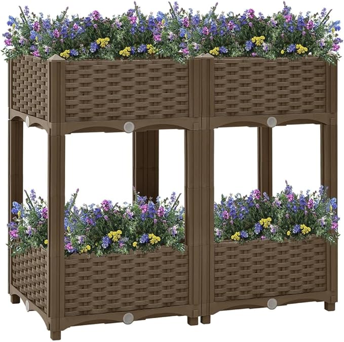 Raised Bed 31.5"x15.7"x28" Polypropylene,Raised Garden Bed,Outdoor Planters for Flower Herb Garden