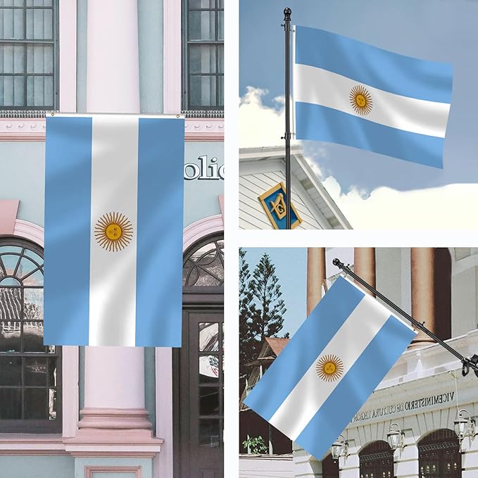 Argentina Flag 3x5 FT Heavy Duty Argentine Flag Double Stitched Vivid Color Fade Proof Outdoor Decor With Brass Grommets(Argentina)
