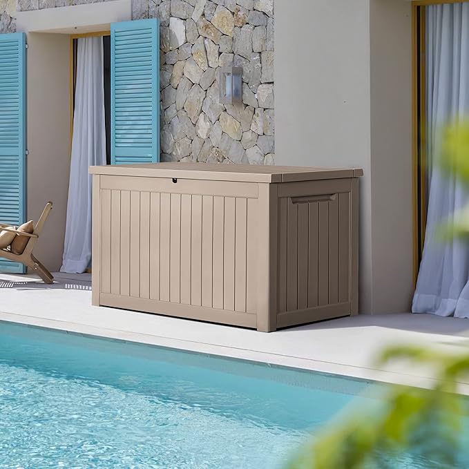 Devoko XXL 230 Gallon Resin Large Deck Box Waterproof Outdoor Storage Box Loackable for Patio Furniture Cushions and Garden Tools