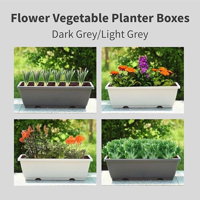 Raised Garden Bed, Rectangular Plastic Planter Raised Beds Large Flower Vegetable Planters Boxes Thicken Planting Pots Plant Containers for Balcony Home Outdoor Window (14 L)