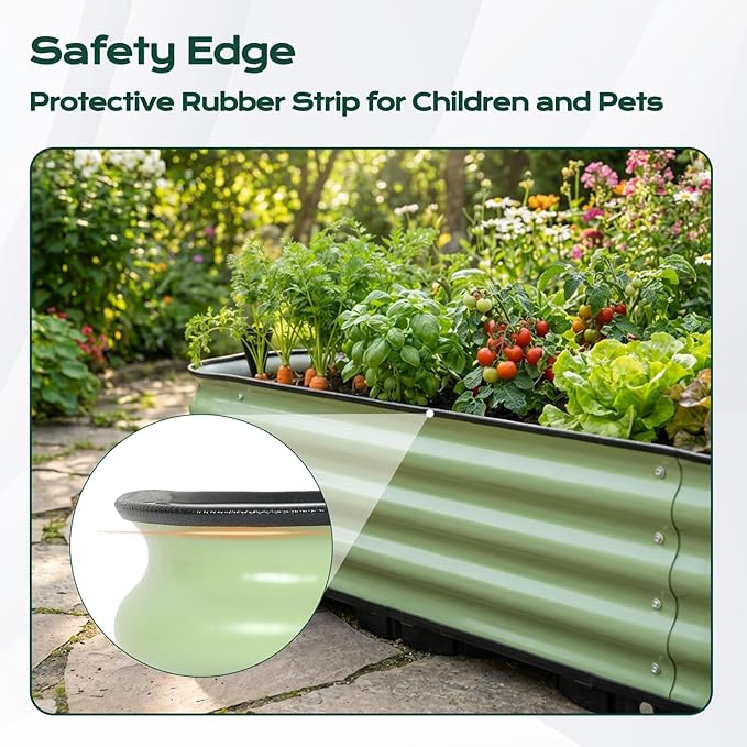 COWVIE Galvanized Raised Garden Bed Kit with Self Watering System, Metal Outdoor Planter Garden Boxes with Drainage Plugs for Vegetables, Herbs, Flowers