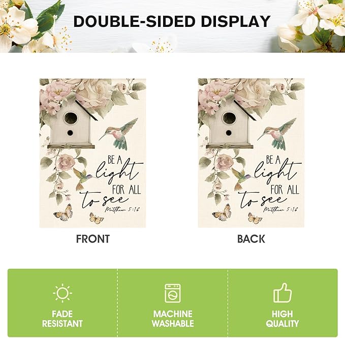 AVOIN colorlife Hummingbird Butterfly Spring Floral House Flag 28x40 Inch Double Sided Outside, Seasonal Welcome Yard Outdoor Flag