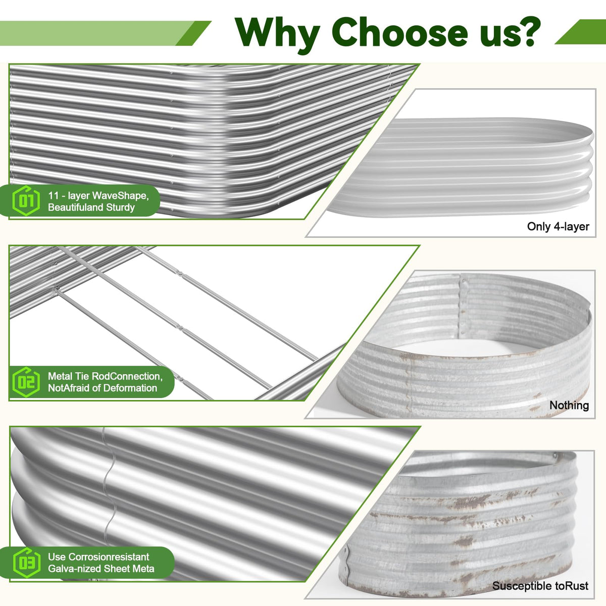 2 Pack Tall 8x4FT Corrugated Galvanized Steel Raised Garden Bed Outdoor (8x4FT)