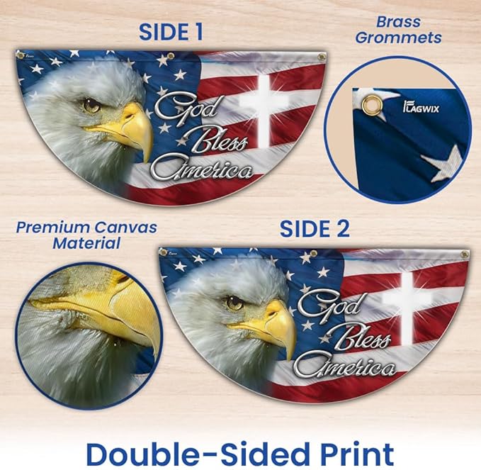 Patriotic Eagle God Bless America Non-Pleated Fan Flag MLN2625FL, 1.5x3 ft, 4 Pack