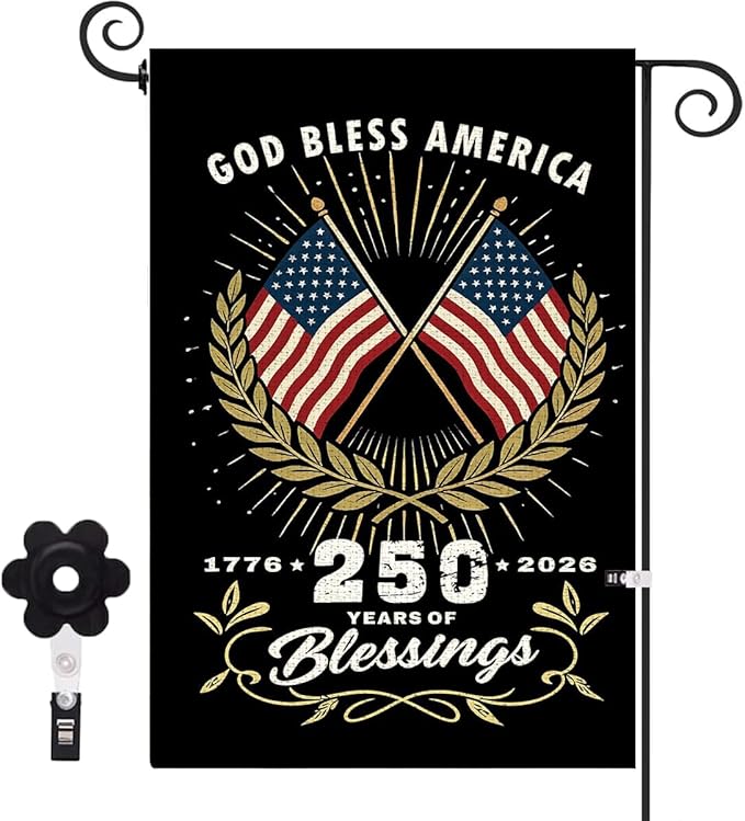 250th Anniversary USA Garden Flag for Outside 1776-2026 Patriotic American Flag Double-Sided Waterproof Yard Flag 12x18 Inch 4th of July Decorations USA 250th Merchandise God Bless America 3