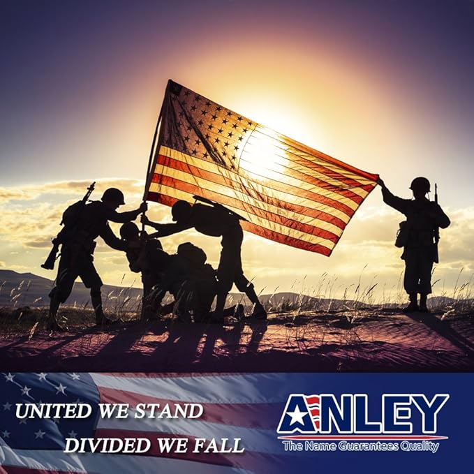ANLEY EverStrong Series American Flag 3x5 Foot Heavy Duty - Embroidered Stars and Sewn Stripes - 4 Rows of Lock Stitching - US National Banner Flags with Brass Grommets 3 X 5 Ft
