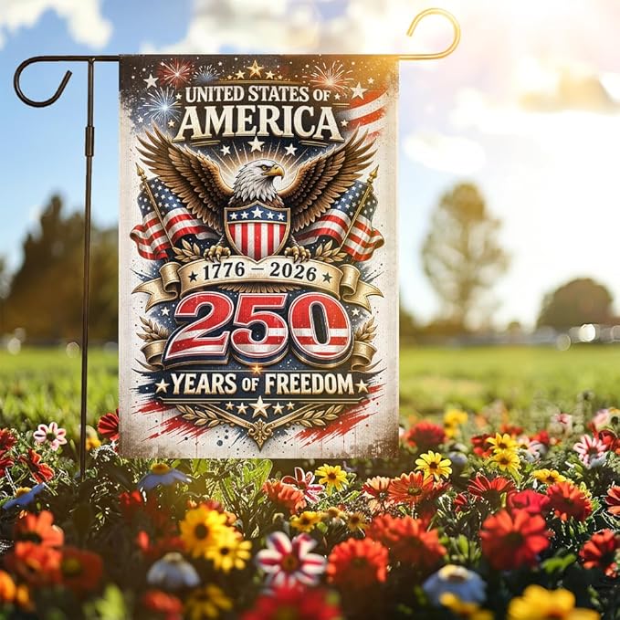 USA 250 Years of Freedom Garden Flag 1776-2026 Patriotic American Eagle Yard Flag, Independence Day Outdoor Decor, 4th of July Lawn Banner