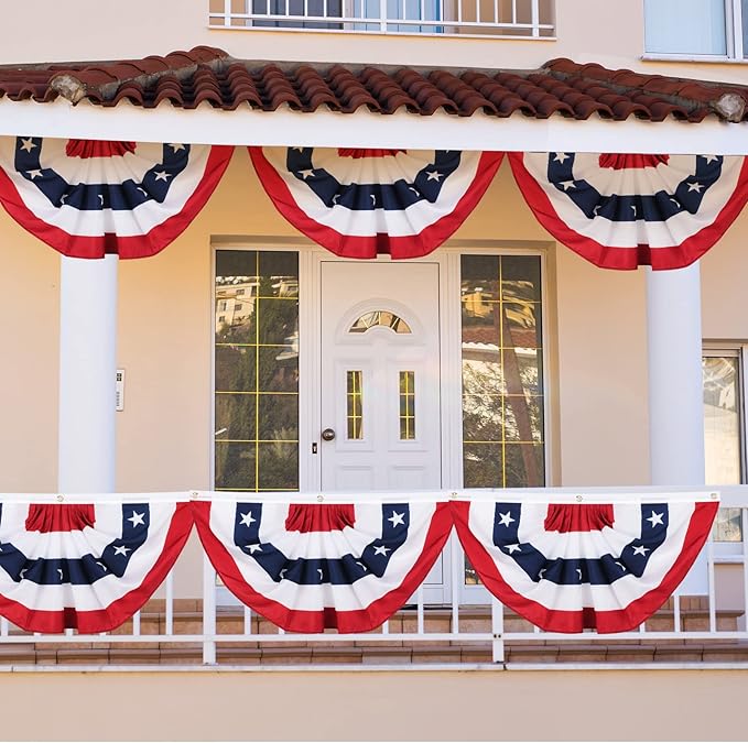Tatuo 15 Pcs 3 x 6 Feet 250th Anniversary Pleated Fan Flags, 4th of July Patriotic Decorations American USA Bunting Flag Stars and Stripes Banner for Independence Day Memorial Day