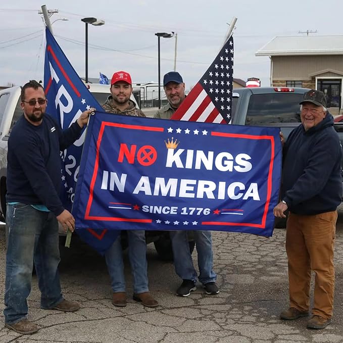 ZKflager No Kings In America Since 1776 Patriotic Funny Cool Flags Meme Flags Banner 3X5 Ft College Dorm Room Guys Man Cave Bedroom Outdoor Indoor Frat Bedroom Patio Garden Blue