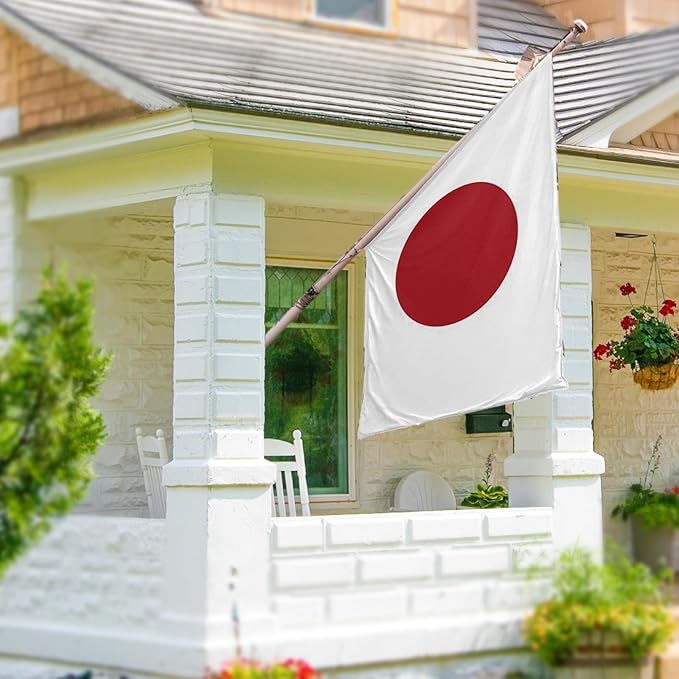 ASUNO Japan Flag 3 × 5 Feet Polyester Japanese National Banner with 2 Brass Grommets Double Side Vivid Color Fade Resistant for Outside Garden Lawn Patio