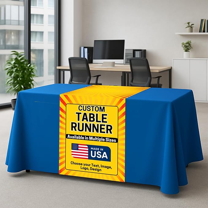 Custom Table Runner by DreamController - Personalized Table Runner with Your Photo, Text or Logo for Trade Shows, Events, Birthday, Wedding | Made in USA | Fast Delivery | Sizes 12x72 24x72 36x72 Inch