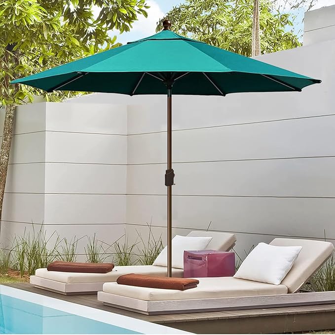 EliteShade USA 10-Year-Non-Fading 10Ft Market Umbrella Patio Umbrella Outdoor Table Umbrella with Ventilation, Teal