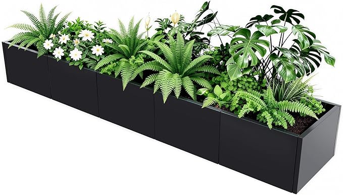 Garvee Extra Long Metal Planter Box, 68"X18"X12" Large Outdoor Rectangular Planter for Garden & Patio, Heavy Duty Steel Raised Garden Bed with Snap-on Assembly and Open Base Design