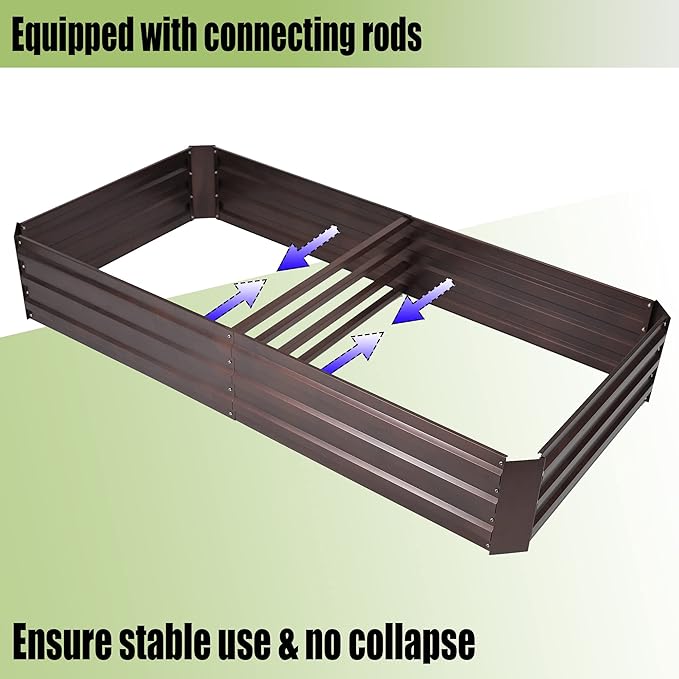 LuxenHome Galvanized Raised Garden Bed Kit, 6x3x1ft Raised Garden Bed Outdoor, Rectangular Metal Gardening Planter Box, Large Plant Pot, Planting Bed Gardening Tools for Vegetables Flowers Herbs