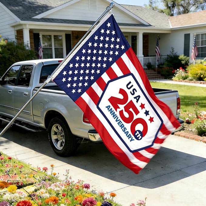 250th Anniversary USA Flag 3x5 Ft, Heavy Duty Double Sided 3-Ply, Patriotic American Flags for July 4th Independence Day Outdoor Home Porch Decor