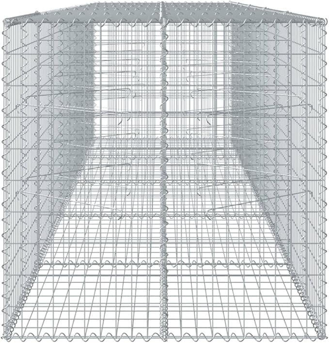 Galvanized Gabion Basket with Cover 196.9"x39.4"x39.4" Metal Raised Garden Bed Planter Box for Outdoor Landscaping, Retaining Walls & Decorative Features