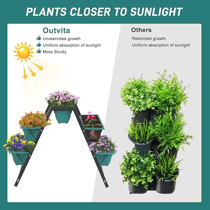 3 Tier Metal Vertical Raised Garden Bed,Tiered Planter Stand with 5 Boxes,Vertical Garden Planter for Indoor & Outdoor,Vegetable Flower Planter Raised Stand,for Patio Balcony Lawn Porch Yard (Green)