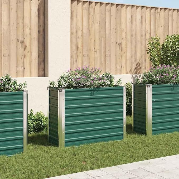 Raised Bed Green Galvanized Steel Cactus potsGeometric planters Indoor Plant Holders Cactus planters for Backyard Outdoor 39.4 x 15.7 x 30.3 in