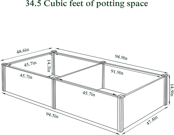 MUPATER 8x4x1.2ft Wooden Raised Garden Bed, Wood Planter Box Outdoor with Mortise & Tenon Design, 34.5 Cubic Feet Raised Beds for Gardening Herbs, Vegetables and Flowers, Natural