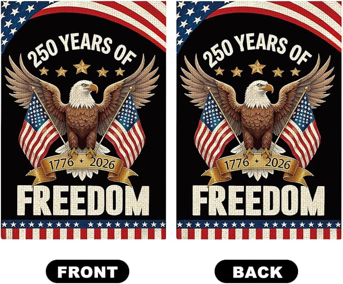 250th Anniversary USA Garden Flag for Outside 1776-2026 Patriotic American Flag Double-Sided Waterproof Yard Flag 12x18 Inch 4th of July Decorations USA 250th Merchandise God Bless America 6