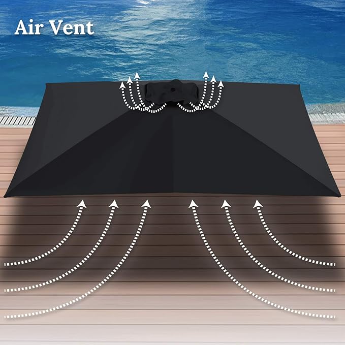 BenefitUSA Top Cover Replacement Umbrella Canopy for 10ft x 6.5 ft 6 ribs Patio Umbrella Outdoor Market (Canopy Only)