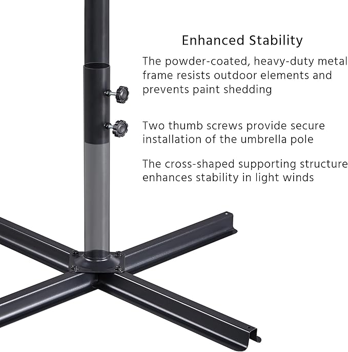 Yaheetech 10FT Patio Offset Umbrella - Cantilever Hanging Outdoor Umbrellas w/Easy Tilt & Cross Base for Market/Garden/Lawn/Deck/Backyard/Pool - Black