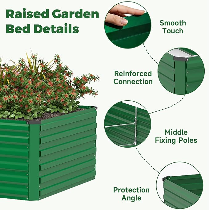 8x4x2 ft Outdoor Raised Garden Bed, Large Metal Planter Raised Beds, Planters for Outdoor Plants for Vegetables, Flowers, Herbs, Fruits, and Succulents.(2 Pcs)