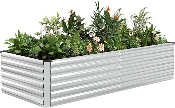 8x4x2 ft Raised Garden Bed, Large Metal Planter Raised Beds, Planters for Outdoor Plants for Vegetables, Flowers, Herbs, Fruits, and Succulents.