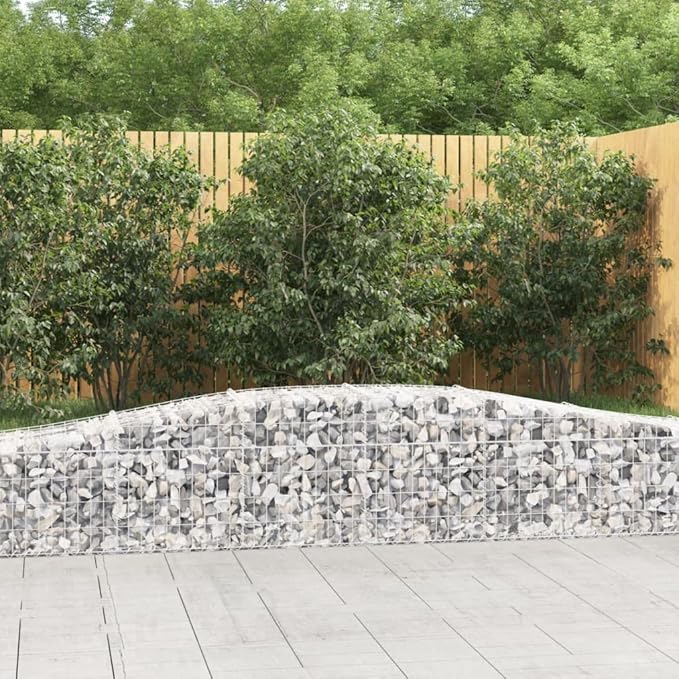 Gabion Basket Set of 9, Silver Galvanized Iron, Large Rectangular Metal Mesh Stone Wall Cage for Outdoor Landscaping, Retaining Walls