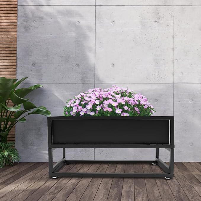 Raised Garden Bed, Standing Metal Growing Bed Planter Box Stand with Legs for Backyard Patio Balcony Outdoors or Indoors (28.74 * 12.2 * 14in)