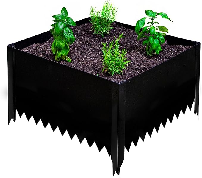 14 in. Tall x 2 ft x 2 ft Metal Raised Garden Bed Kit – Steel Garden Box with Serrated Ground Edging, Rust-Resistant Planter for Vegetables, Flowers & Herbs, Made in USA by Tie Down